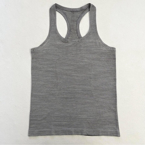 Lululemon Wee Are From Space White Gray Striped tank top‎ 6 - Picture 1 of 7